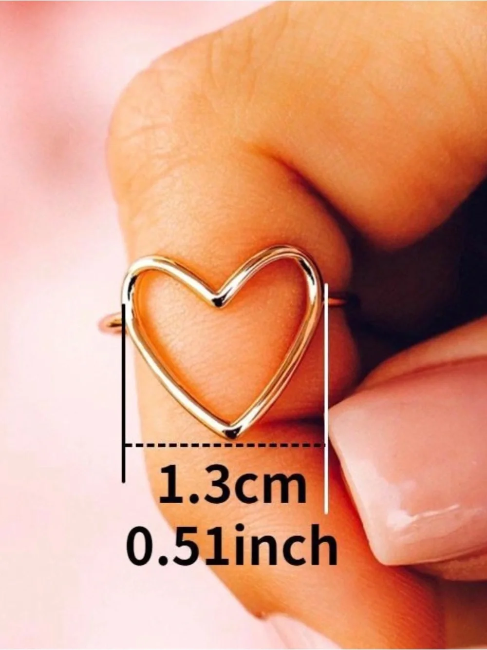Silver Tone Open Heart Minimalist Ring